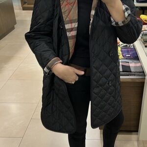 Burberry Black Quilted Jacket with Plaid Lining